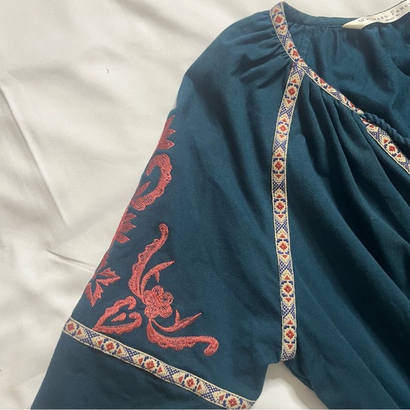 Bohemian Embroidered Teal Midi Dress - Picture 12 of 16